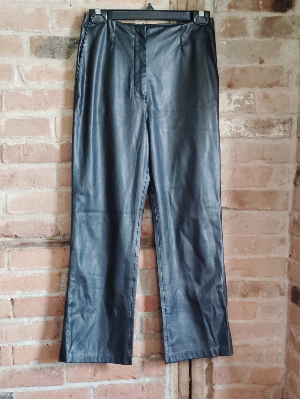Lulu's Black Faux Leather Womens Trouser Pants Ankle Sz Small